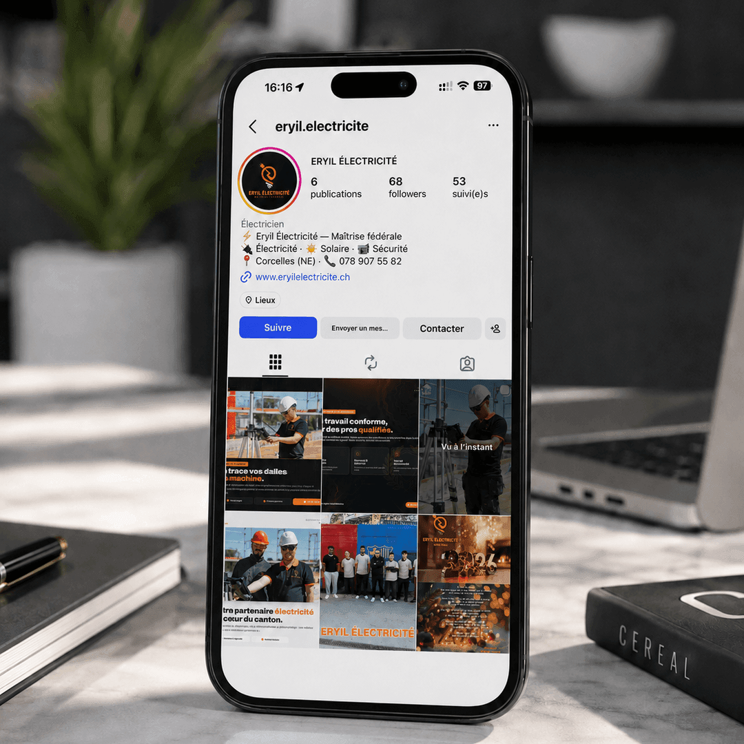 Publications réseaux sociaux réalisées pour Eryil Electricité SA